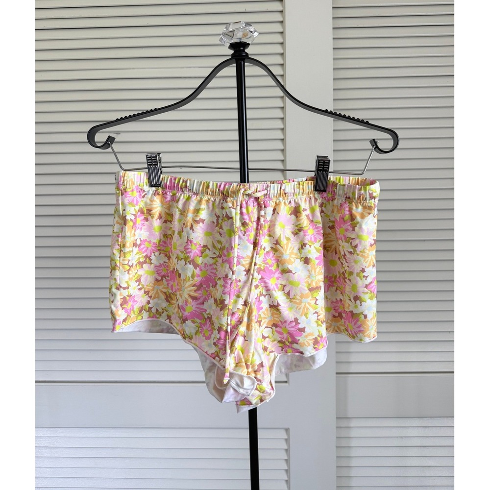Hurley Floral Swim Shorts Pink Yellow Daisy Print Recycled Nylon Size M